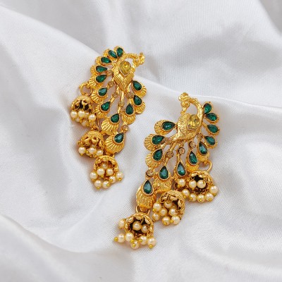 SAIIZEN gold plated Fancy Party wear stylish Pearl Alloy Jhumki Earring Alloy Drops & Danglers