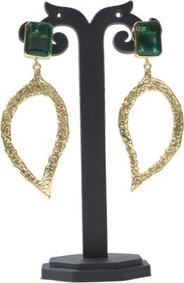 JHUMKARANI 18k Gold Plated Leaf Shape Earrings Brass Jhumki Earring