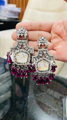 Velvet Jewelz Antique Silver Finish Silver Earrings for Women & Girls Alloy Drops & Danglers