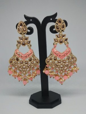 Aashirwad Creations Elegant and beautiful Pink Charming Metal Studs Metal Drops & Danglers