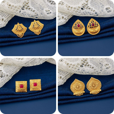 LALA LUXURY bestseller Combo of 4 Traditional Brass Earring Set