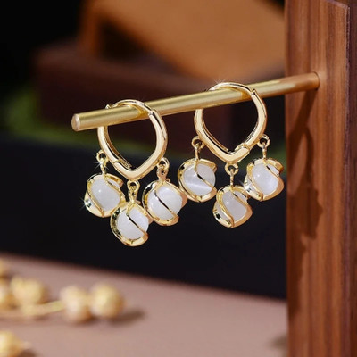 brado jewellery Gold Dangle Earrings – Crystal & Gemstone Chic Hoop Designs Diamond Brass Clip-on Earring