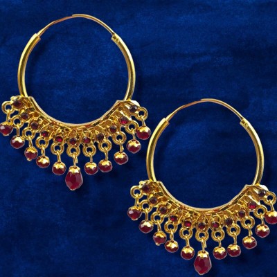 Z HOME Handmade Real Gold Plated Exclusive Looking Red Crystal Earrings Copper Earring Set