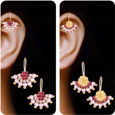 VIVASTRI Vivastri Elightfull CZ Stone Beaded Colourfull Designed Bugadi Earrings Cubic Zirconia Alloy Clip-on Earring