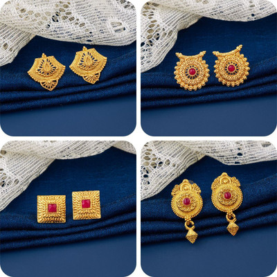LALA LUXURY bestseller Combo of 4 Traditional Brass Earring Set