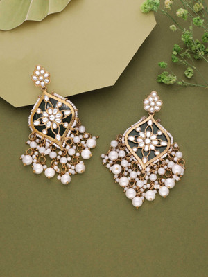 Vedda Gold Plated Earring for Women & Girls Diamond Brass Drops & Danglers