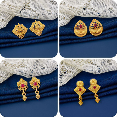 LALA LUXURY bestseller Combo of 4 Traditional Brass Earring Set