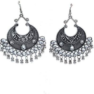 ZIL FASHION Afghani Oxidized Chand Drop Earrings for Womens and Girls Alloy Earring Set