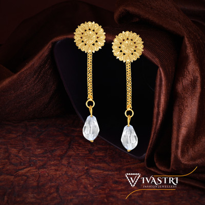 VIVASTRI Removable Stud & Drop Combo Earring -( 1 Pair Stud,1 Pair Crystal Chain) Cubic Zirconia Alloy Drops & Danglers