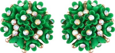 VIGHNAHARTA Allure Shimmering Beautiful Gold Plated Green Push back Stud for Women and Girls Crystal Alloy Stud Earring