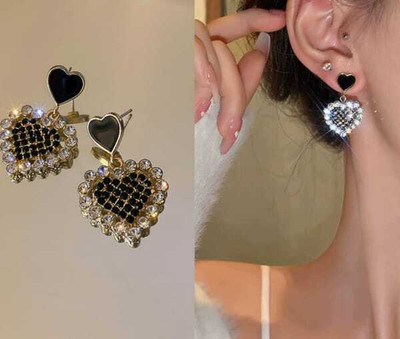 AMRAV Pearls White Flower Earrings For Women Floral Earrings Korean Earrings Cubic Zirconia Alloy Hoop Earring, Plug Earring, Earring Set