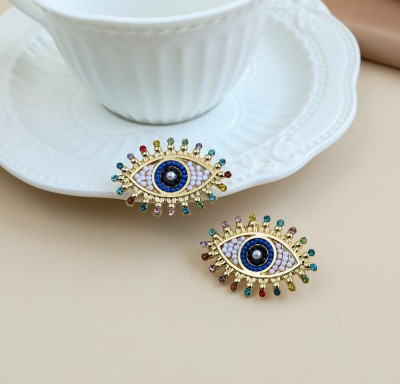 AKISON JEWELS Evil Eye Earrings For Women Girls Korean Western Fashion Earring Trendy Stylish Beads Alloy Earring Set, Stud Earring