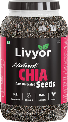 LIVYOR Raw Chia for Weight loss Management, with Omega 3 and Fiber, Rich in Calcium, Chia Seeds(1 kg)