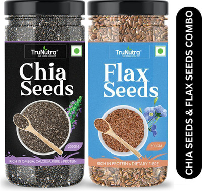TruNutra Chia & Flax Seed | High In Fiber & Protein | For Weight Loss & Healthy Bone(400 g, Pack of 2)
