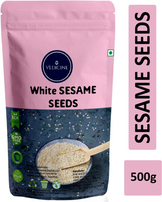 VEDICINE Premium Quality White Sesame Seeds SAFED TIL -500g White Sesame Seeds(500 g)
