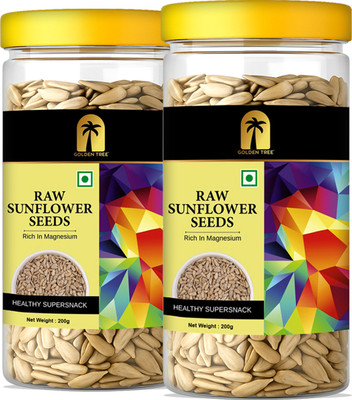 Golden Tree Organic Sunflower Seeds| Raw, Unsalted, Hulled| Baking Ingredient| Healthy Snack Sunflower Seeds(2 x 200 g)