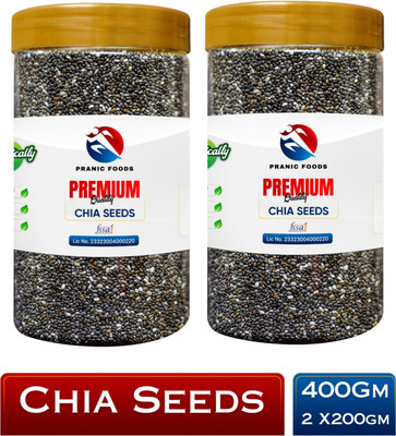 pranic foods Raw Chia Seeds for Eating | Rich in Protein, Calcium & Fibre - 2 x 200gm Chia Seeds(2 x 200 g)