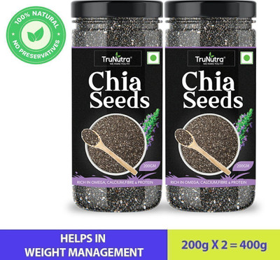TruNutra Raw Chia Seeds for weight loss with Zinc and Fiber(400 g, Pack of 2)
