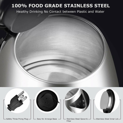 NIMYANK Scarlet Electric Heat kettle 1500W Electric Kettle Beverage Maker(2 L, Silver , Black)