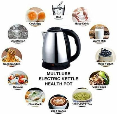 PRATYANG Stainless Steel Electric Kettle Multipurpose Large Size Tea Coffee Beverage Maker(2 L, Silver , Black)