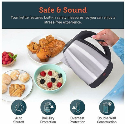 ND BROTHERS Electric Kettle for Home Beverage Maker(2 L, Silver , Black)