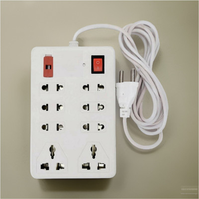 LifoDora 8 Pin Extension Cord 8 Socket Extension Boards(White,2.5m) JY99 Power Plug(White)