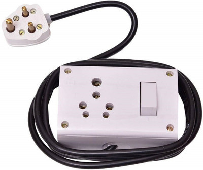 Tinax Heavy Duty Pvc Extension Board (2 in1 & 54 ) Socket , Switch With 5 Meters Wire 15 A Three Pin Socket