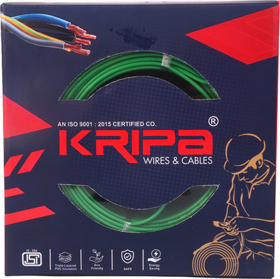 kripa 0.75 sqmm |Copper Multi Strand |House Fitting| FR PVC |Wire Cable 10 Gauge| 0.75 sq/mm Green 91 m Wire(Green)