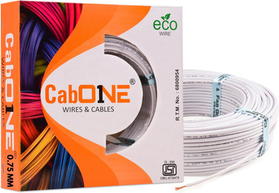 CabONE COPPER 0.75 sqmm | 90 MTR|FR PVC| Multi Strand| Electric Electrical Wire Cable 0.75 sq/mm White 300 ft. Wire(White)