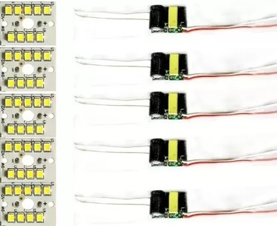 SHIVSHAKTI PACK OF 10 Raw Material for led bulb MCPCB 9W, WHITE LED WITH HPF DRIVER Light Electronic Hobby Kit