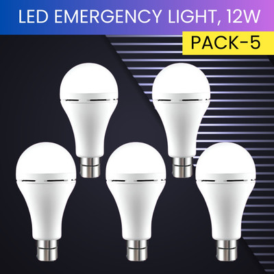 FRONY 12W Rechargeable Inverter LED Bulb with Upto 4H.Power Cut Lighting Pack of_5B179 4 hrs Bulb Emergency Light(White)