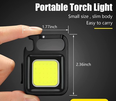 UNZAG Led Cob Mini Flashlights Bright_Usb_Rechargeable_Light_With_Keychain 2 hrs Lantern Emergency Light(Black)