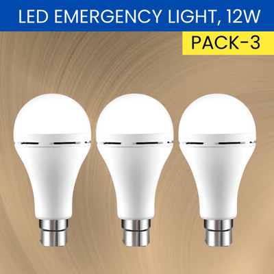 FRONY 12W Rechargeable Inverter LED Bulb with Upto 4H.Power Cut Lighting Pack of_3C213 4 hrs Bulb Emergency Light(White)