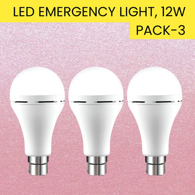 FRONY 12W Rechargeable Inverter LED Bulb with Upto 4H.Power Cut Lighting Pack of_3A331 4 hrs Bulb Emergency Light(White)