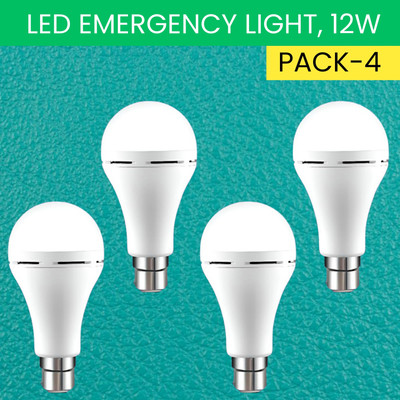 FRONY 12W Rechargeable Inverter LED Bulb with Upto 4H.Power Cut Lighting Pack of_4B59 4 hrs Bulb Emergency Light(White)