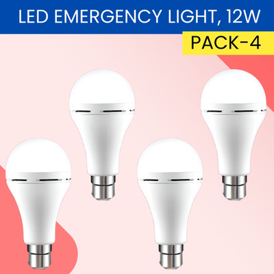 FRONY 12W Rechargeable Inverter LED Bulb with Upto 4H.Power Cut Lighting Pack of_4A247 4 hrs Bulb Emergency Light(White)