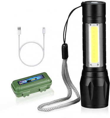 TECHEL High Power USB Rechargeable Long Range Emergency Mini Torch FPJ2 Torch(Green, 5 cm, Rechargeable)