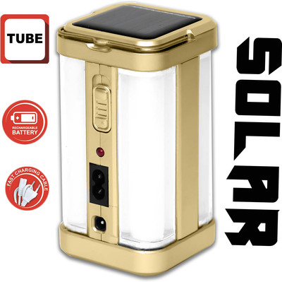 VR Bright Lite Home Emergency Light 4 Side Tube with Solar Extra Bright Light 7 hrs Lantern Emergency Light(Golden)