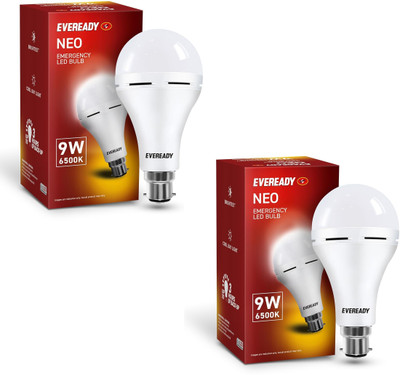 EVEREADY 9 W Inverter Round B22 D Inverter Bulb(White, Pack of 2)
