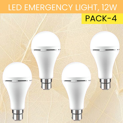 GUGGU 12W Rechargeable Inverter LED Bulb with Upto 4H.Power Cut Lighting Pack of_4I473 4 hrs Bulb Emergency Light(White)