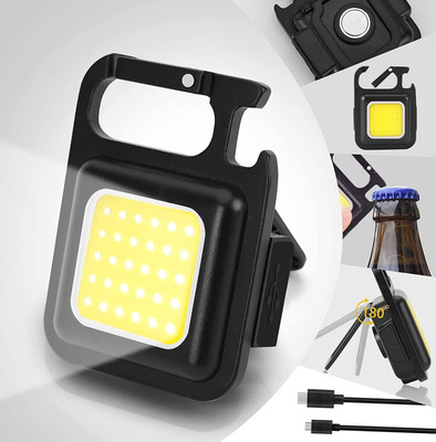 MHAX Mini Torch Light with Keychain & Magnet& Stand, Waterproof_Super Bright Torch 1 hrs Torch Emergency Light(Black)