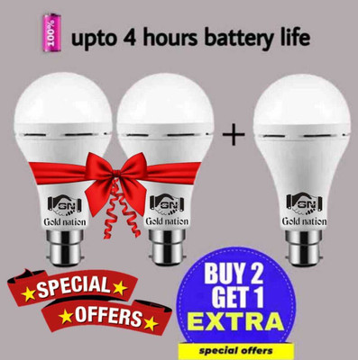 Gold Nation 12 Watt Gold Nation Rechargeable Emergency Inverter LED Bulb Bulb(White)