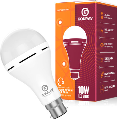 GOURAV 10 W Eye Safety Compliance Arbitrary B22 Inverter Bulb(White)