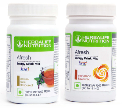 HERBALIFE Afresh Energy Drinks Mix Tulsi + Cinnamon Flavour (1+1 ) Energy Drink(2x50 g, Tulsi, Cinnamon Flavored)