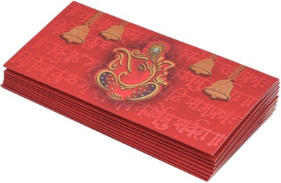 Anand Cards Velvet Touch Ganesh Design Red Colour Die Cut Design wedding Motive Envelopes(Pack of 30 Red)