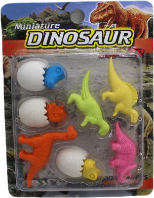 neoinsta shopping 4pc dinosaur, 3 eggs and 3 dinosaur kids eraser multicolor eraser set Non-Toxic Eraser(Set of 10, Multicolor)