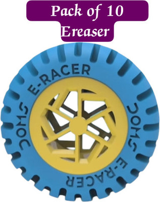 DOMS (Pack of 10) E-Racer Big Size Tyre Ereasers Non-Toxic Eraser(Set of 1, Multicolor)