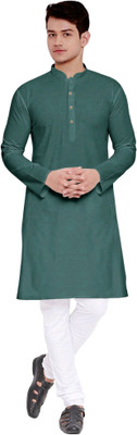 TRSUTSOUS Men Solid Straight Kurta(Dark Green)