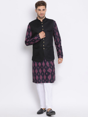 Hangup Men Kurta Pyjama Ethnic Jacket Set