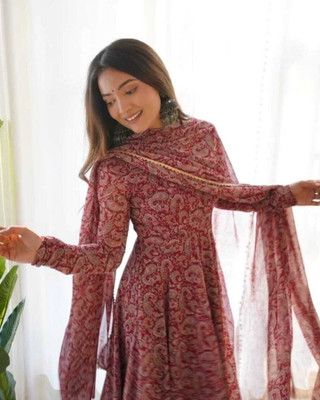 RDKURTA Flared/A-line Gown(Maroon)